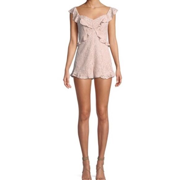 BCBGENERATION Pink Lace Ruffle Romper Size 6 NWT - Picture 7 of 10